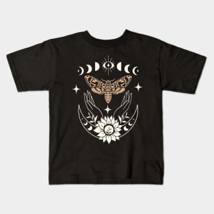 Mystical Moth Celestial Moon phase Kids T-Shirt